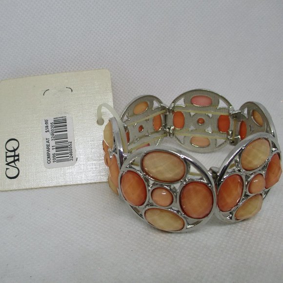 Cato Oval Round Pearch Orange Faceted Cabochon Bracelet Faceted Plastic Cabochon - Picture 6 of 10